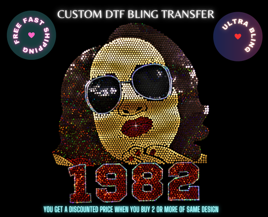 Custom DTF Bling Iron On Transfer, Personalized Decal Team company Logo, Special Event Sparkle, Glitter Hotfix, Sequin Applique