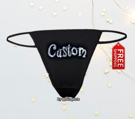 Custom bling panties Thong Bikini Glitter no rhinestones Sequins Sparkly