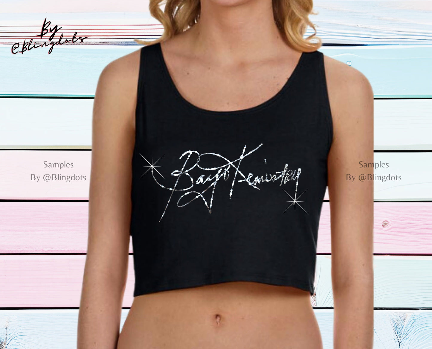 Custom Bling Crop Top in Ultra-Bling Holographic Sequins Versatile and Dazzling glitter Fashion for Performers Dancers Bartenders Athletes
