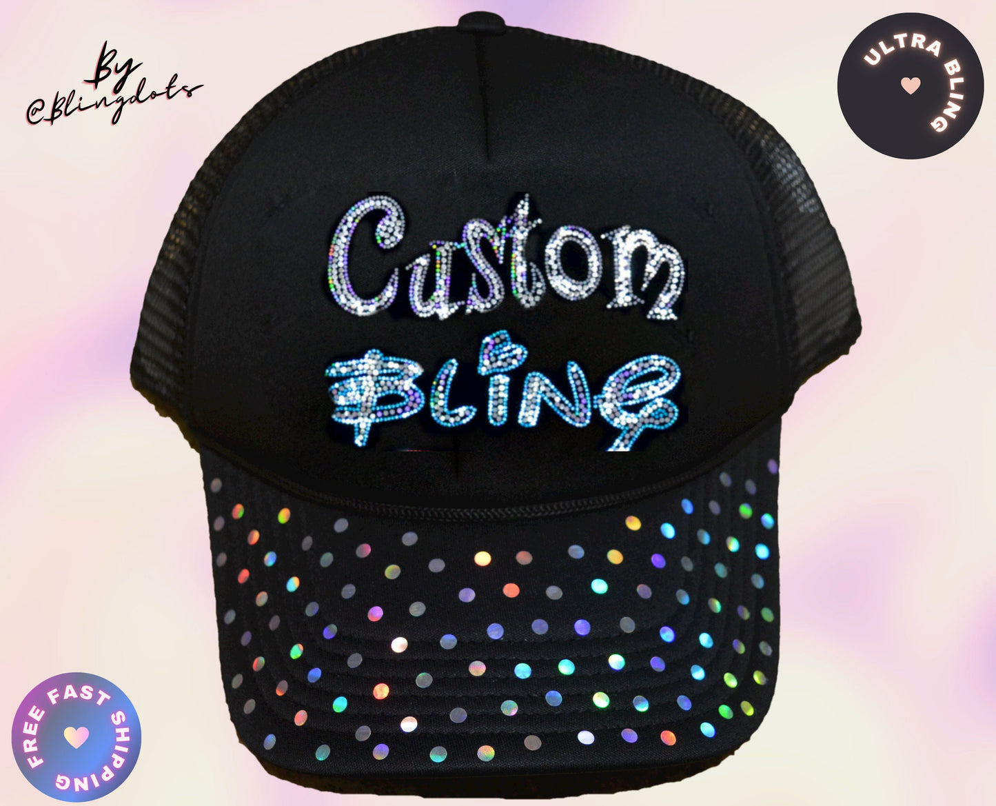 Custom bling cap, Sequins Sparkly Glitter hat, sparkles hat, custom text cap, personalized glitter cap, logo cap, custom bling text cap