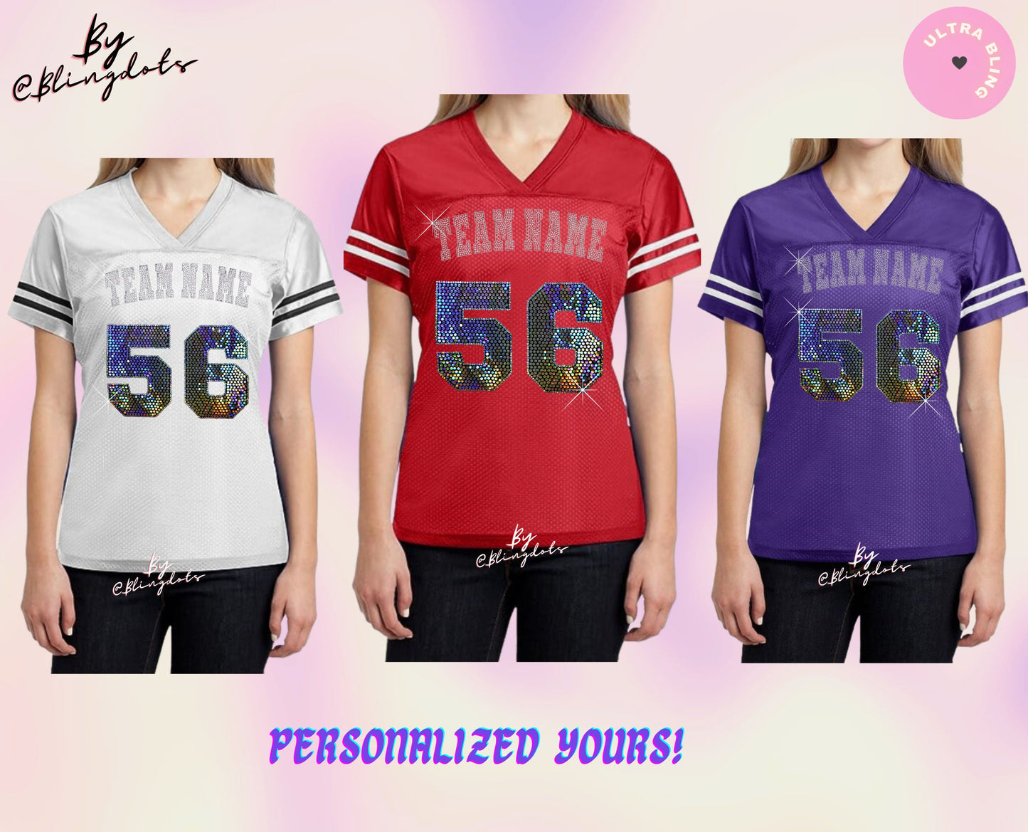 Custom Bling Football Jersey, Bling Jersey, custom logo, add Your Name and Number, different colors, Fan shirt Bling, Custom Football Jersey