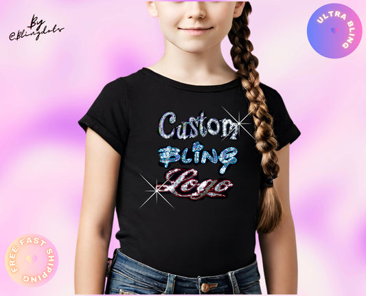 Custom Bling Shirt for Girls Youth's, Sparkling Custom Bling tee - Handcrafted Sequin - Sparkle Tee - Personalized Glamour for Kids and Teen