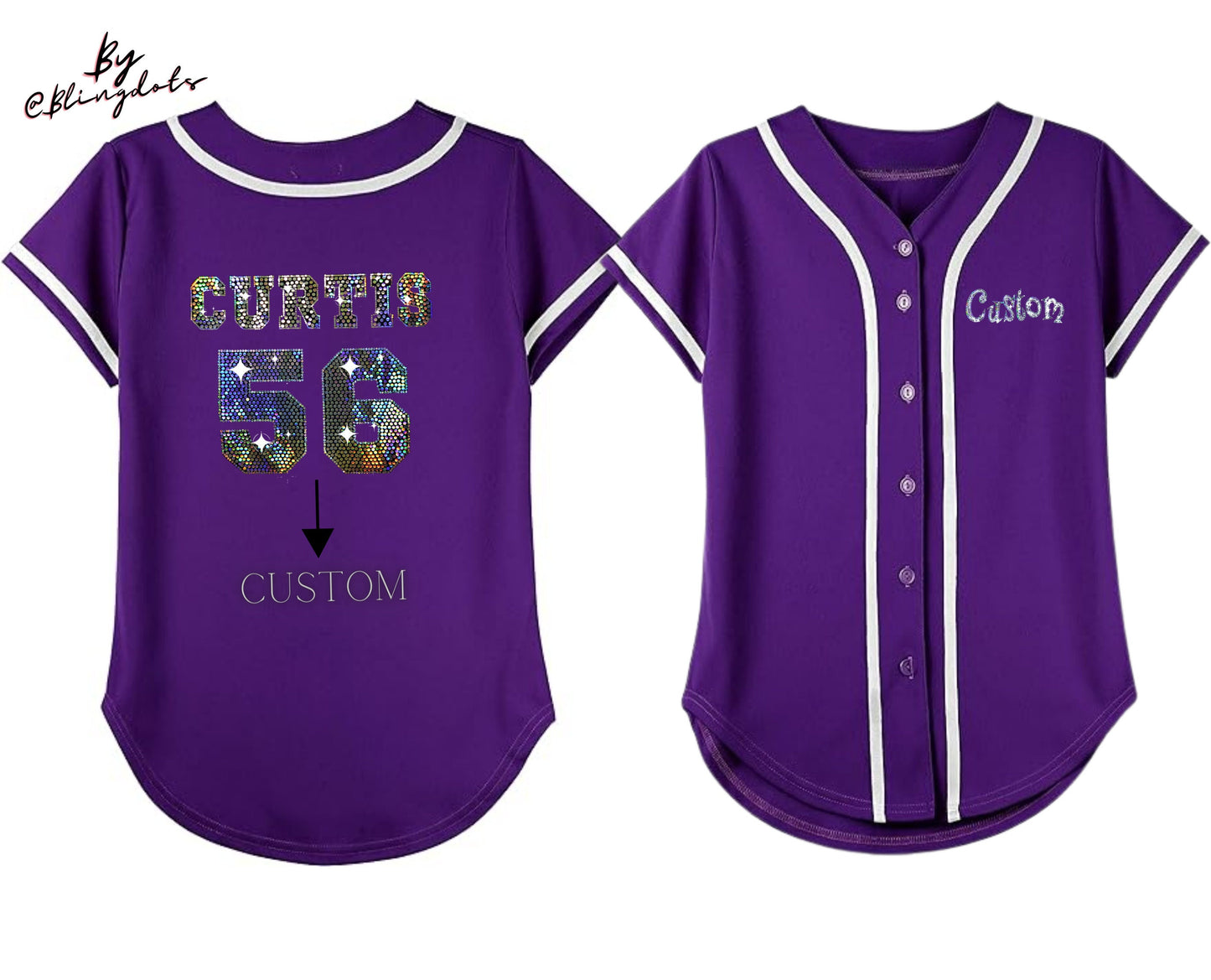 Girls Bling Baseball Jersey, Bling Jersey, custom logo, add Your Name and Number, different colors, Fan shirt Bling, Custom Softball Jersey