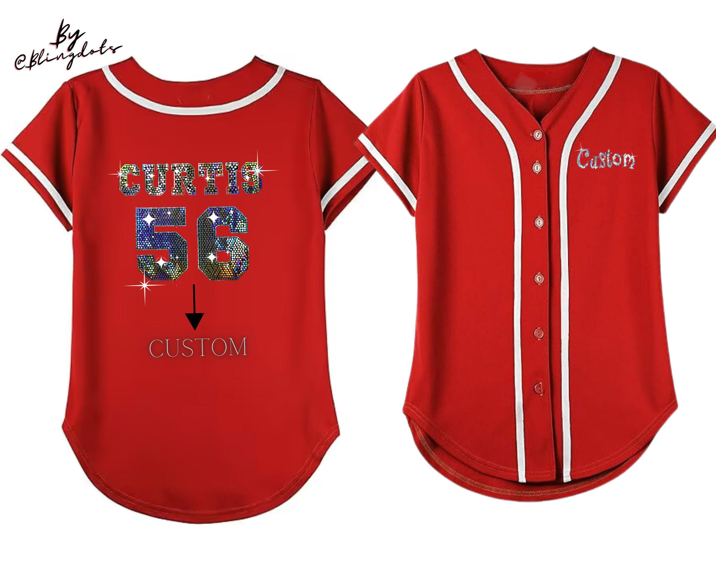 Girls Bling Baseball Jersey, Bling Jersey, custom logo, add Your Name and Number, different colors, Fan shirt Bling, Custom Softball Jersey