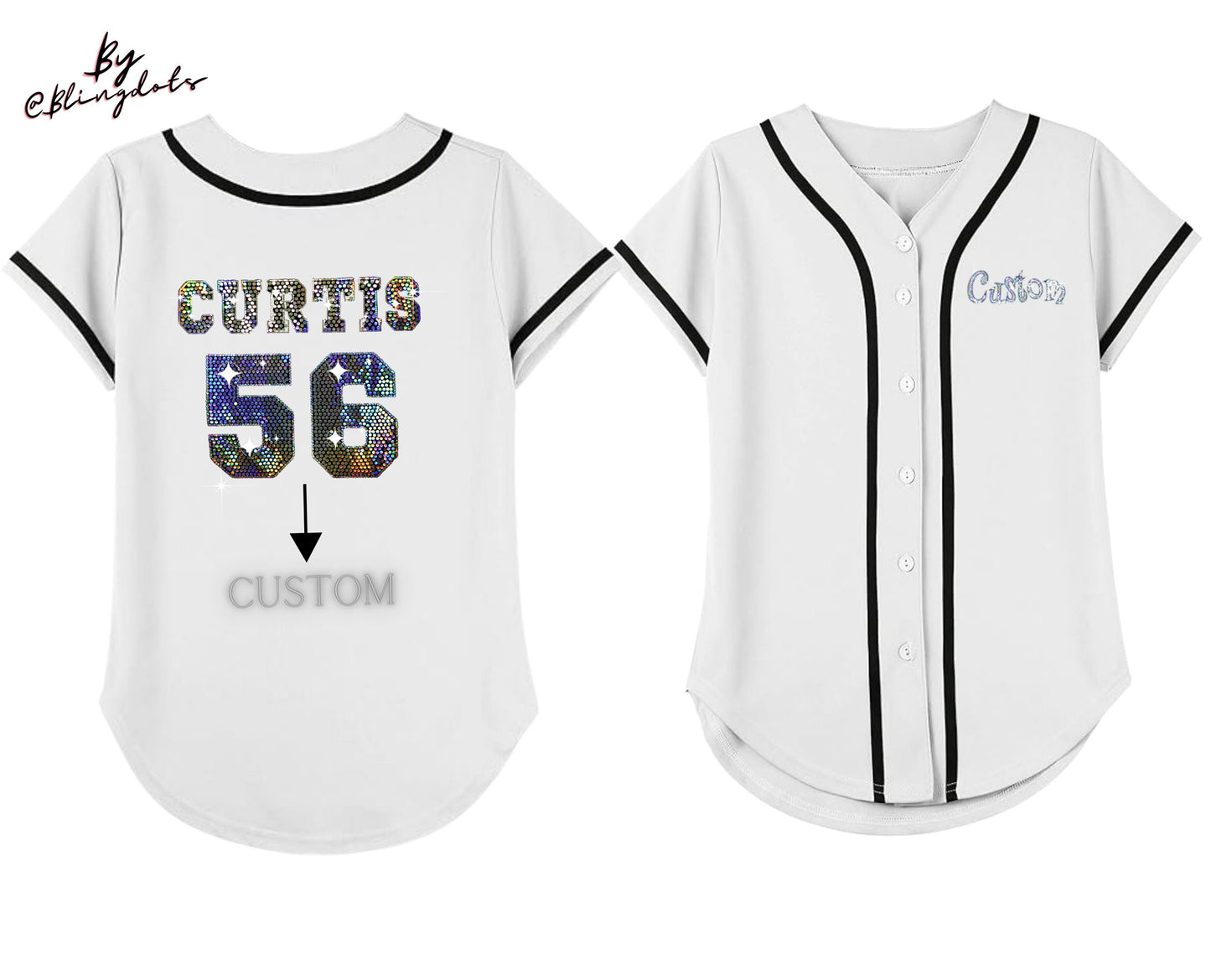 Girls Bling Baseball Jersey, Bling Jersey, custom logo, add Your Name and Number, different colors, Fan shirt Bling, Custom Softball Jersey