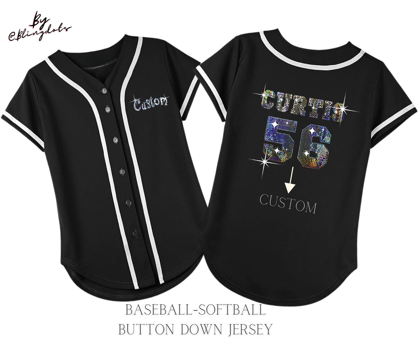 Girls Bling Baseball Jersey, Bling Jersey, custom logo, add Your Name and Number, different colors, Fan shirt Bling, Custom Softball Jersey