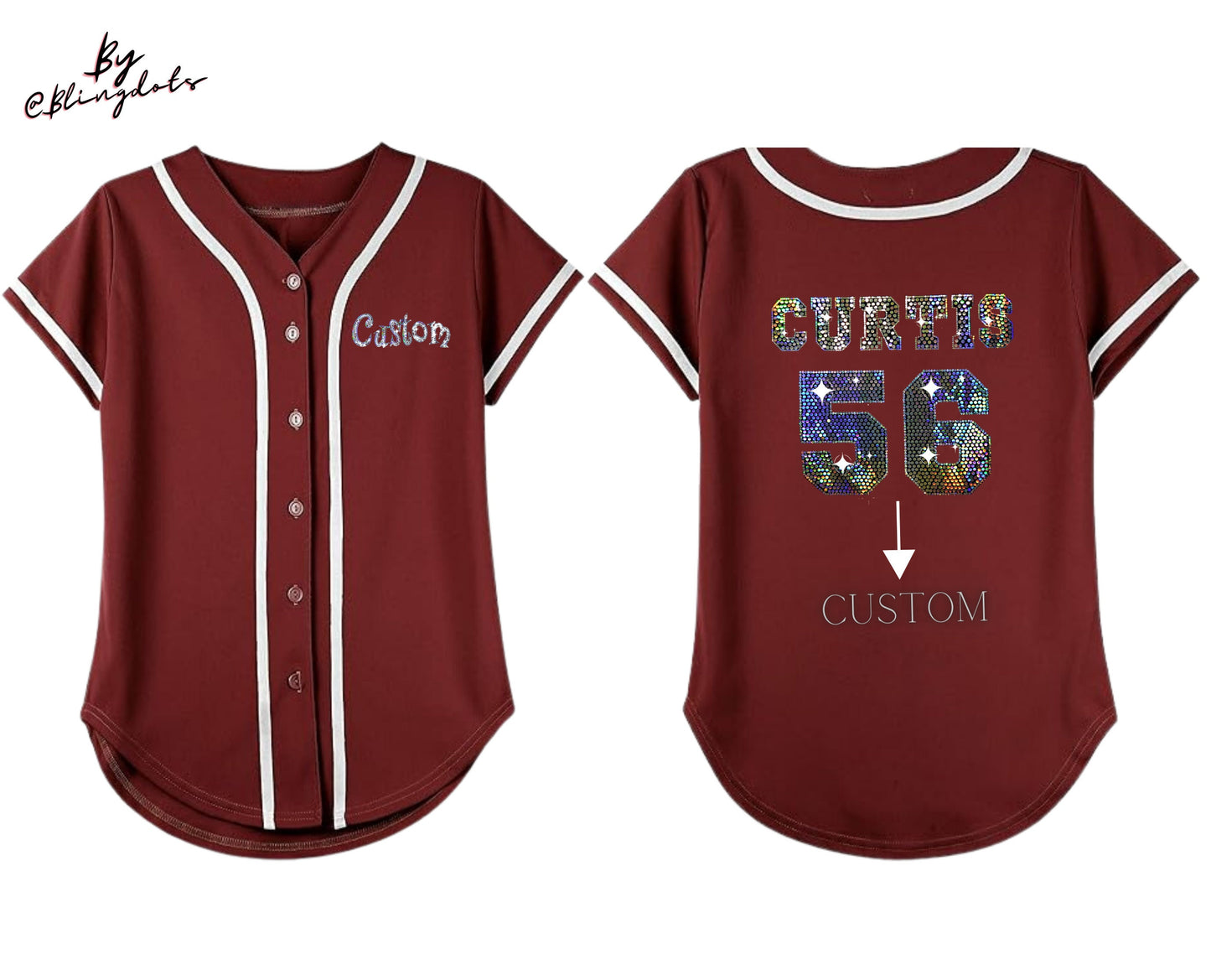 Girls Bling Baseball Jersey, Bling Jersey, custom logo, add Your Name and Number, different colors, Fan shirt Bling, Custom Softball Jersey