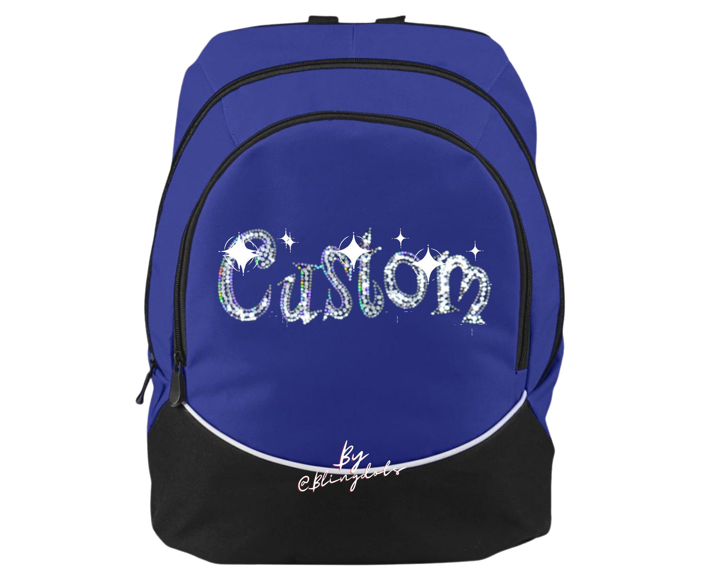 Custom bling backpack scattered glitter personalized cheer dance gymnastic volleyball school team competition sports bag sparkle sequins
