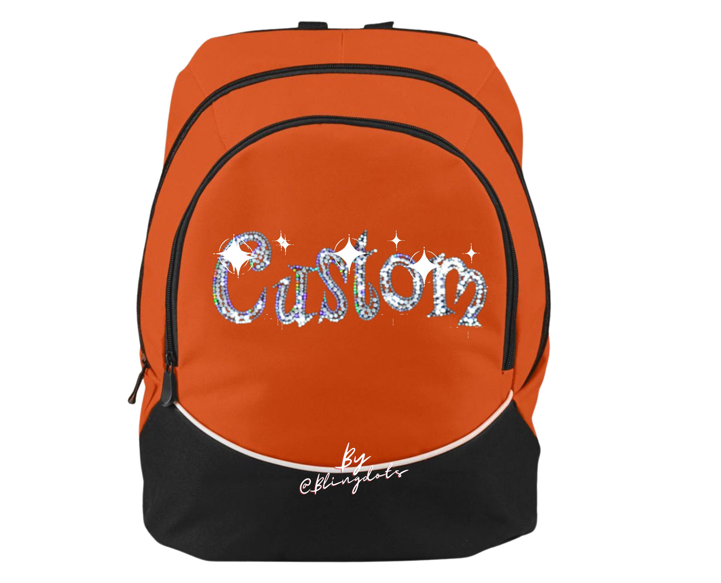 Custom bling backpack scattered glitter personalized cheer dance gymnastic volleyball school team competition sports bag sparkle sequins