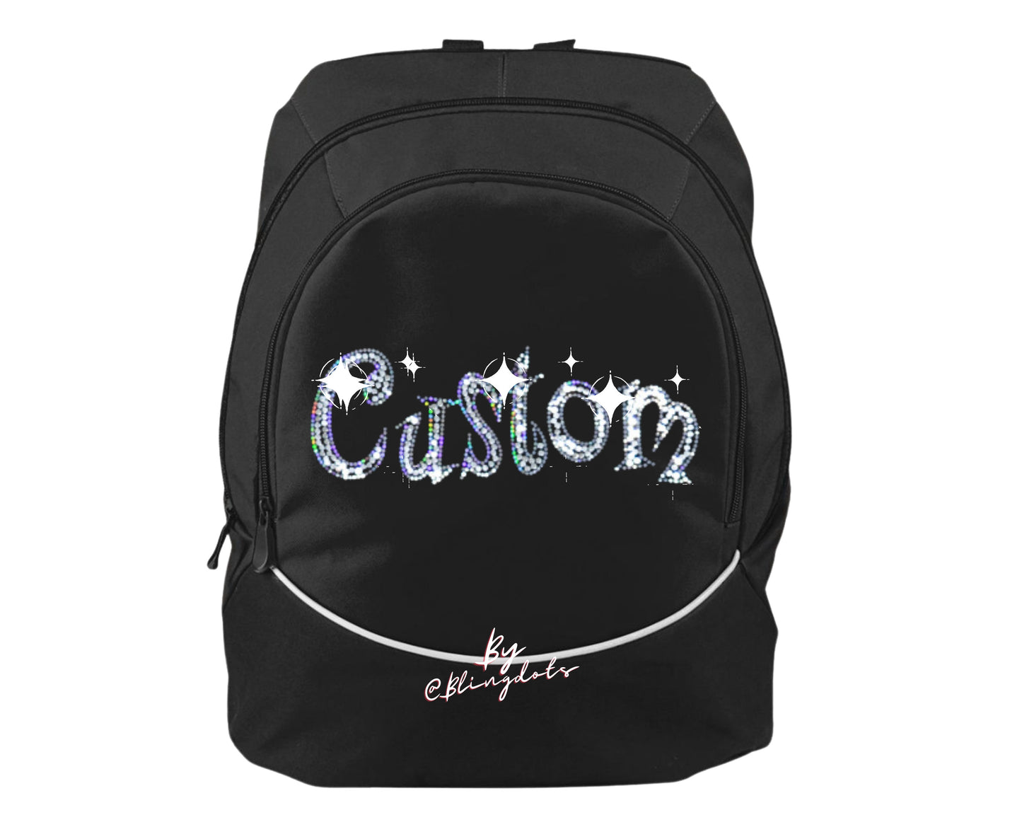 Custom bling backpack scattered glitter personalized cheer dance gymnastic volleyball school team competition sports bag sparkle sequins