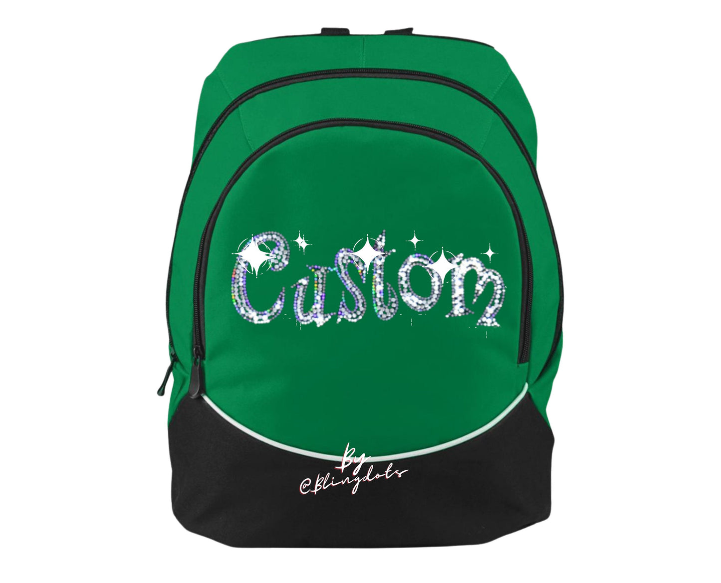 Custom bling backpack scattered glitter personalized cheer dance gymnastic volleyball school team competition sports bag sparkle sequins
