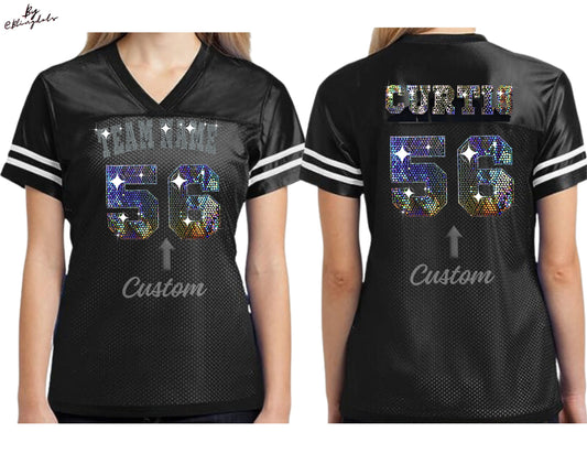 Custom Bling Football Jersey, Bling Jersey, custom logo, add Your Name and Number, different colors, Fan shirt Bling, Custom Football Jersey