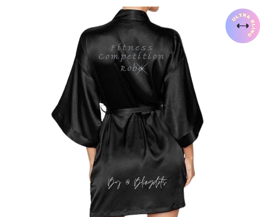 Custom Bling Satin Robe for Fitness Competitor, Personalized bling Logo Personalized Glamour for Stage Performances