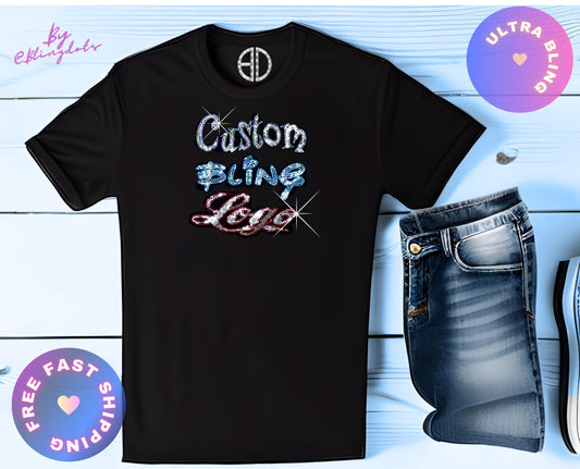 Custom Bling Shirt Logo Sequin tank top bling personalize design glitter text for business Logotype in Bling team emblem sparking Logo